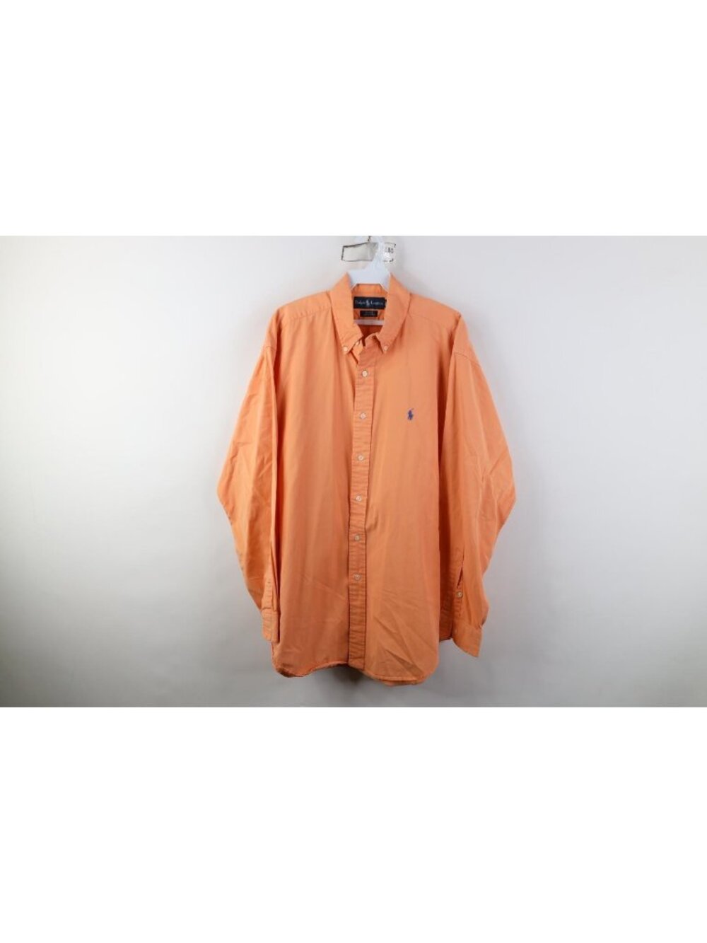Vtg 90s Ralph Lauren Mens Large Blake Collared Button Down Shirt Peach Cotton